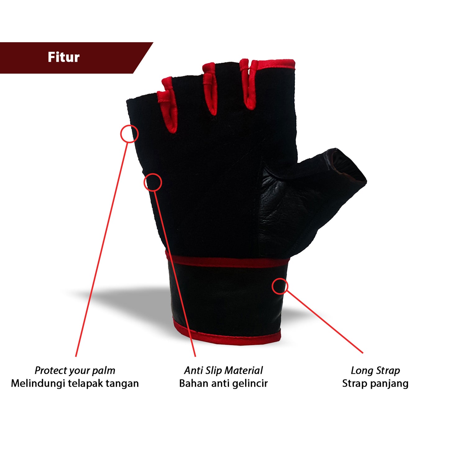 Sports Gloves Full Cover Half Fingers with Wrist Strap FAG-003