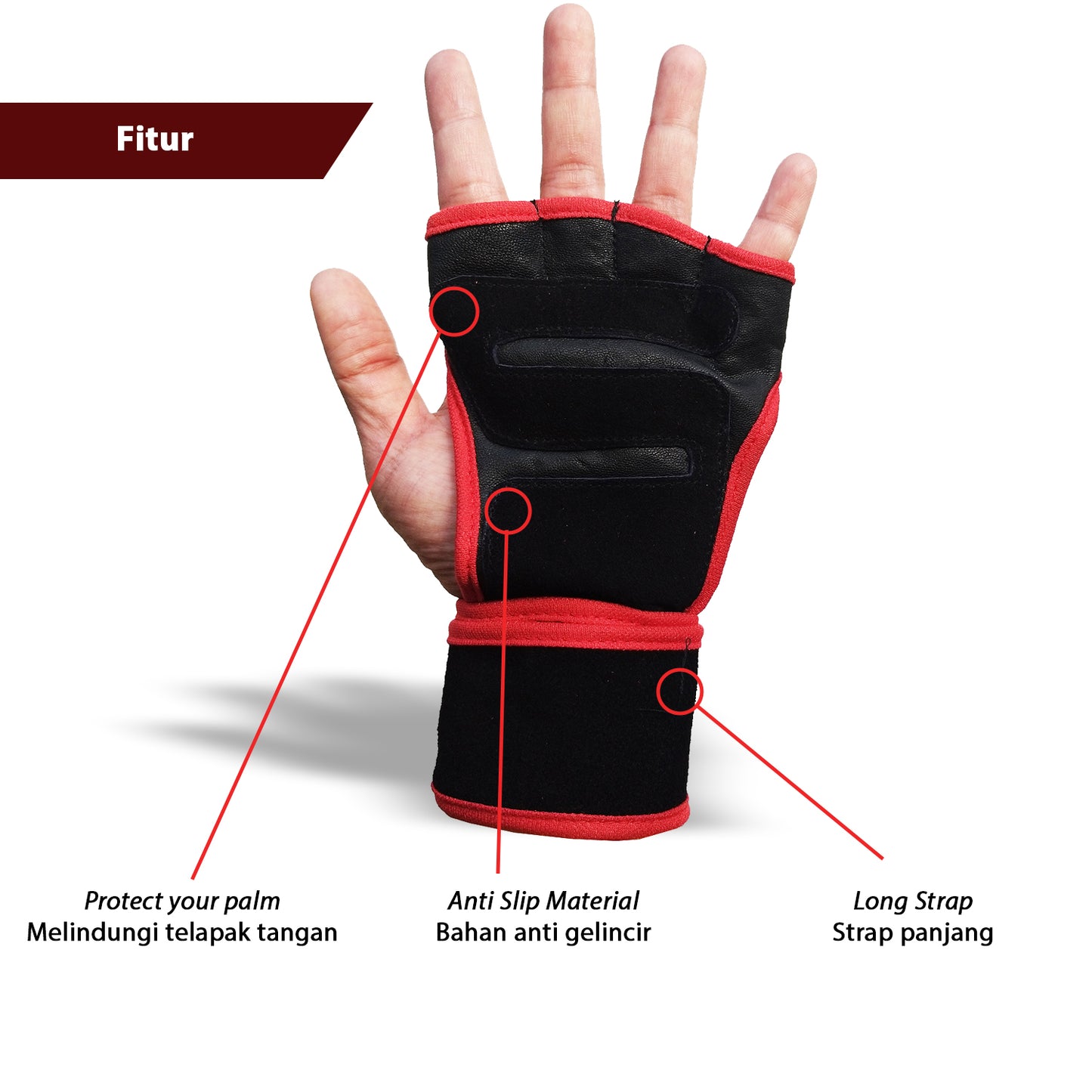 Sports Gloves Palm Cover Plus Wrist Strap FAG-005