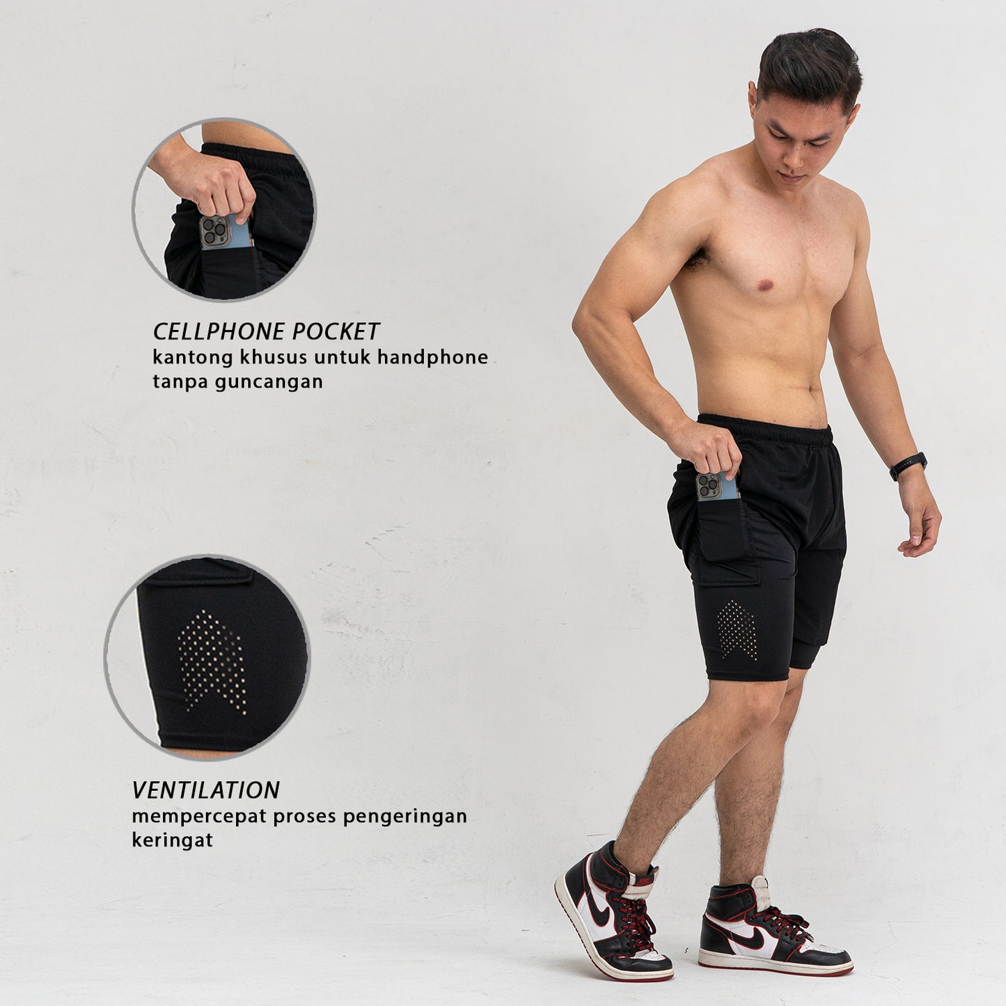 Running Shorts plus Legging Ventilate series FCS-044